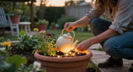 Gardener Turns An Old Teapot And Planter Into The Cutest Outdoor Light Feature